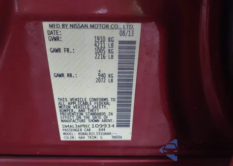 2014 Nissan Altima 2.5 S z USA, uszkodzony, nr VIN 1N4AL3AP9EC109934